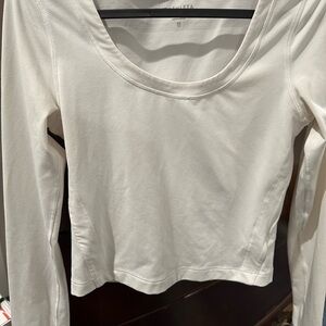 Athleta White Long Sleeve Fitted top